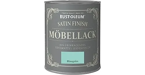 Rust-Oleum Satin Finish Möbellack - Edelmattes Seidenfinish in Blaugrün - Möbelfarbe für Shabby Chic und Vintage-Stil, ideal für kreative DIY-Projekte mit edelmattem Finish.