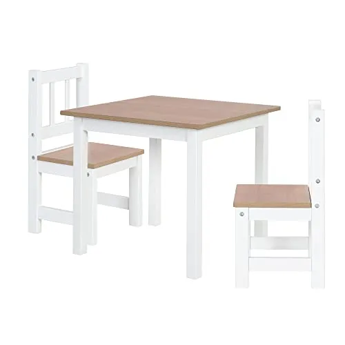 Roba Kindersitzgruppe Woody weiß - Kinderzimmermöbel aus Holz mit strapazierfähiger und pflegeleichter Oberfläche, ideal für kreative Spielstunden.