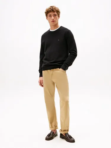 Tommy Hilfiger Rundhalspullover ESSENTIAL STRUCTURE CREW NECK mit Struktur und Label unifarben, casual, regular fit, Baumwolle, Rundhals