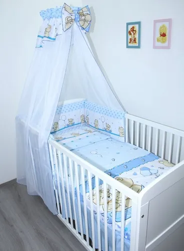 Primawela Babybettwäsche Set - 6-teilig mit Chiffon Himmel - 6-teiliges Babybettwäsche Set für 70x140 cm Betten, inklusive Chiffonhimmel. Aus 100% Baumwolle, bietet es optimale Luftzirkulation und Komfort für erholsame Nächte. Pflegeleicht und langlebig.