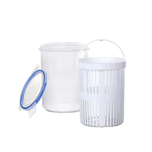 HYKITDAY Essiggurkenglas aus Kunststoff mit Siebeinsatz, BPA-frei, für Kühlschrank, Gurken, Oliven, Früchte, 2 Stück