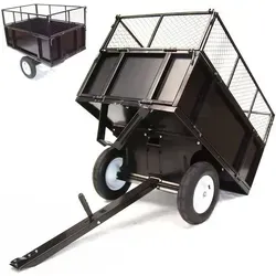 Kippanhänger 300kg AUFSITZMÄHER RASENTRAKTOR KIPPBAR ATV QUAD Hänger Anhänger - Schwarz