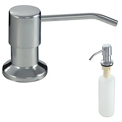 gospo Spülmittelspender, Seifenspender in 4 Frabvarianten für Waschbeckeneinbau, ästhetischer Spender mit 400 ml Flasche, Seifenspender für Flüssigseife (Chrome)