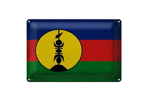 Roomando Metallschild Flagge Neukaledonien 18x12cm Flag Vintage