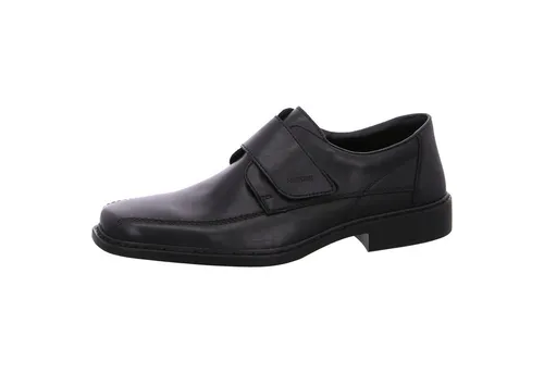 Rieker Slipper - Elegante Herren-Schuhe aus Glattleder - Herren-Slipper in Schwarz mit praktischem Klettverschluss, extra weitem Schnitt und Antistress-Innensohle für höchsten Tragekomfort im Büro und Alltag.