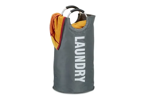 relaxdays Wäschekorb Faltbarer Wäschekorb mit Henkel, Dunkelgrau