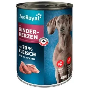 ZooRoyal Hundefutter mit Rinderherzen, 6er Pack (6 x 400g)