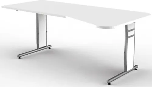 kerkmann PC-Schreibtisch Form 4, lichtgrau 1950 mm - Kinderschreibtische, höhenverstellbar für individuelles Arbeiten, C-Fuß-Gestell aus Stahl und melaminharzbeschichtete Arbeitsplatte für Langlebigkeit.