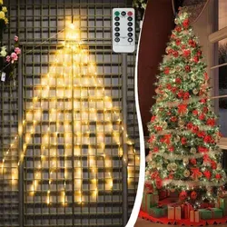 LED Weihnachtsbaum Lichterkette, Weihnachtsbeleuchtung 2M 200LEDs 8 Modi , Christbaumbeleuchtung Deko mit 10 Strängen, Warmweiß - Weiß