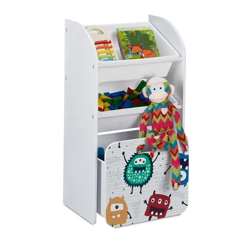 Kinderregal mit Boxen - Spielzeugregal für das Kinderzimmer - Regale & Aufbewahrung – Praktisches Kinderregal mit 3 Fächern und Aufbewahrungsboxen, ideal zur ordentlichen Aufbewahrung von Spielzeug und Büchern.