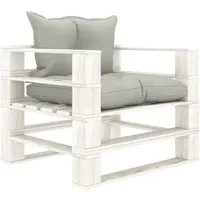 vidaXL Garten-Palettensofa mit Kissen in Taupe Holz - Gartensofa aus hochwertigem Kiefernholz, wetterfest und langlebig. Inklusive dicker, bequemer Kissen für höchsten Komfort. Ideal für Terrasse oder Garten.