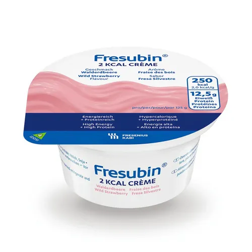 FRESUBIN 2 kcal Crème Walderdbeere - Hochkalorische Ernährung - Arzneimittel für eiweißreiche Ernährung, ideal bei Schluckstörungen. Cremige Konsistenz, ballaststoffarm und laktosefrei, perfekt für Menschen mit erhöhtem Energiebedarf.