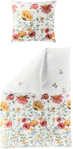 BIERBAUM Bettwäsche 3992, Mako-Satin - 2-teilige Bettwäsche aus 100% Baumwolle, pflegeleicht und mit floralem Design für ein frisches Wohnambiente.
