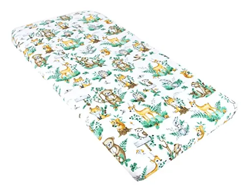 BABYLUX Baby Spannbettlaken für Kinderbett - 100% Baumwolle,60x120 / 70x140 cm weich und bequem, passend für alle Standardmatratzen, (123. Waldtiere, 60x120cm)