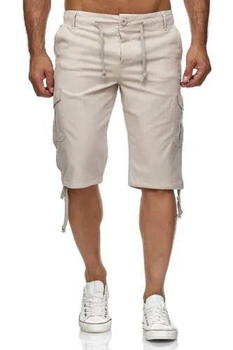 Reslad Leinenhose Reslad Leinen Cargo Shorts Männer Strandhose Herren Leinenhose 3/4 (1-tlg) Strandhose im Leinen-Look mit Cargotaschen
