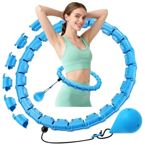 ITClosud Smart Hula Hoop Reifen Erwachsene, 32 Knoten Umfang (57-165cm) Abgebauter Fitnessreifenl mit Gewicht Kugel, Hullahub Reifen für Anfänger und Kinder Gewichtsverlust, Fitness, Unterhaltun