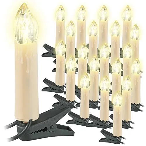 Lunartec Weihnachtskerzen Outdoor: LED-Weihnachtsbaum-Lichterkette, 20 LED-Kerzen IP44 (Outdoor) (Weihnachtskerzen, Weihnachtsbaum Lichterkette innen, Baum)