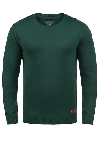 Blend Lars Herren Strickpullover Feinstrick Pullover Mit Rundhals Und Melierung, Größe:XXL, Farbe:Pine Green (77023)