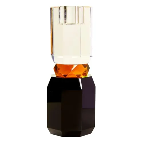 C'EST BON | Kristallhalter | Kerzenhalter | schwarz, Bernstein, klar | 18,5 x 7 x 7 cm