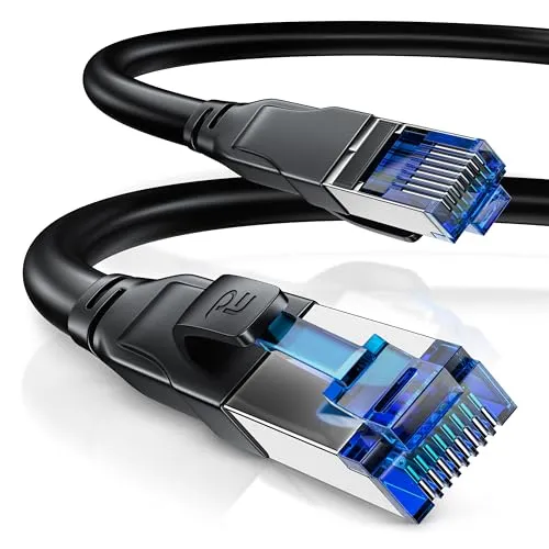 CSL - 1m Netzwerkkabel CAT 8 - LAN Kabel Patchkabel - CAT8.1 High Speed Gigabit Ethernet Cable - 40 Gbits - S/FTP PIMF - RJ45 Stecker - Cat6 Cat7 Cat8 komp - 1 Meter - schwarz