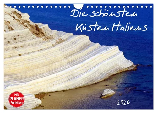 Die schönsten Küsten Italiens - Wandkalender 2026 - Hochwertiger Wandkalender mit 12 beeindruckenden Küstenmotiven, ideal für die Wandgestaltung. Robuste Spiralbindung und umweltfreundliches Papier für nachhaltigen Genuss.