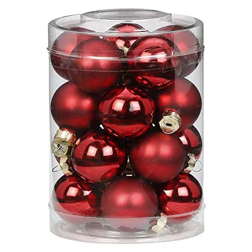 MAGIC 20 Christbaumkugeln Glas 3 cm Christbaumschmuck Weihnachtskugeln Baumkugeln Baumschmuck Weihnachtsdeko Farbe: Chianti (dunkelrot weinrot Bordeaux)