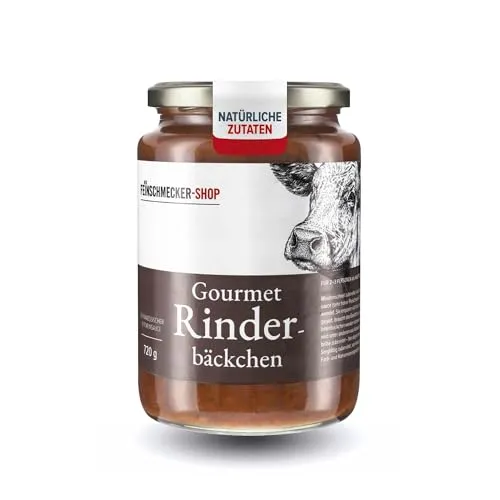 Der Feinschmecker Gourmet Rinderbäckchen 720g I Zarte Innenbäckchen in Rotweinsauce I Sous-vide gegart I Für 2-3 Personen