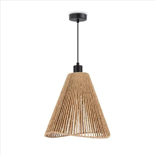 Paco Home LED Pendellampe Wohnzimmer Pendelleuchte Esszimmer Hängeleuchte Küche Lampenschirm Papier Deko Boho Style E27, Farbe:Schwarz, Leuchtenart/Farbe:Typ 3