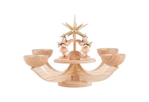 Blank Kunstgewerbe Schwibbogen Adventsleuchter mit Engeln - Schwibbögen, zaubert festliche Weihnachtsstimmung mit vier stehenden Engeln und Platz für Teelichter. Perfekt für eine stimmungsvolle Adventszeit.