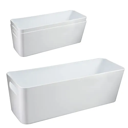 3X Ordnungsbox - 10 cm hoch - Weiss - für Flaschenregaleinsatz Würfelregal - 30x10x10cm - 2 Liter - Ordnungskorb - Organizerbox - Ordnungssystem Kunststoff - Aufbewahrung 11