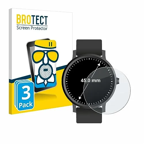 BROTECT Entspiegelungs Schutzglas für Armbanduhren (Kreisrund, ø: 45 mm) (3 Stück) Schutzfolie Panzer Folie Glas Matt [Kratzfest 9H, Anti-Reflex]
