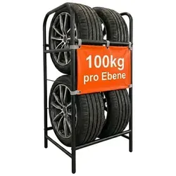 relaxdays Schwerlastregal Reifenregal aus Stahl für 4 Reifen - Das stabile Reifenregal aus Stahl sorgt für Ordnung in Garage oder Keller. Ideal zur platzsparenden Lagerung von Sommer- und Winterreifen. Robuste Konstruktion und einfache Montage ohne Bohren machen es zum perfekten Helfer.