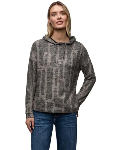 Damen Gemusterter Hoodie Shirt - Stylisches Langarmshirt mit grafischem Muster und Kapuze. Der Materialmix sorgt für hohen Tragekomfort und Bewegungsfreiheit. Ideal für lässige Freizeitlooks.