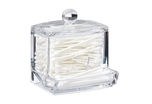 relaxdays Wattestäbchenspender Wattestäbchen Aufbewahrung, transparent