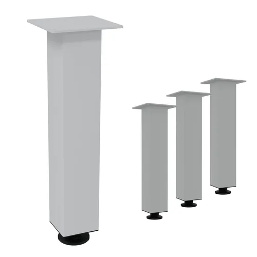 HAGO Tischbein Set 4 Stück höhenverstellbar 42cm Stahl Weiß