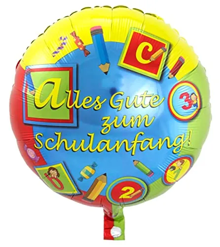 Folat Luftballon Schulanfang bunt, Folien-Ballon, 45 cm