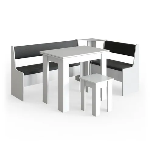 Vicco Eckbankgruppe Roman Weiß 180x120cm - Essgruppen mit kratzfester Melaminharzbeschichtung und ausziehbarer Tischplatte für flexibles Essen und gemütliche Runden.