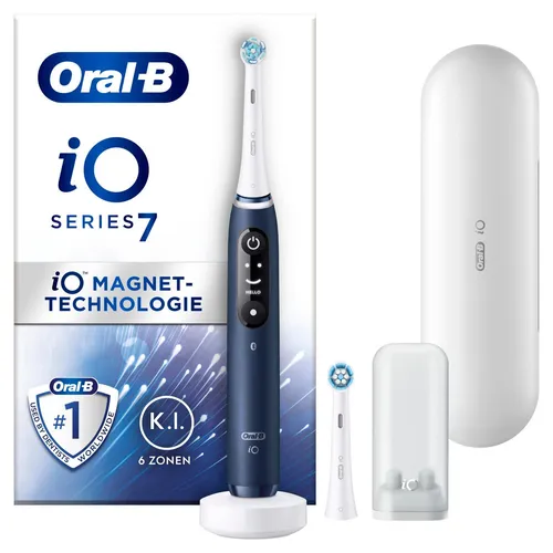 Oral-B iO Series 7N Sapphire Blue - Elektrische Zahnbürste mit 5 Putzmodi, innovative Andruckkontrolle und interaktivem Display für optimale Mundpflege