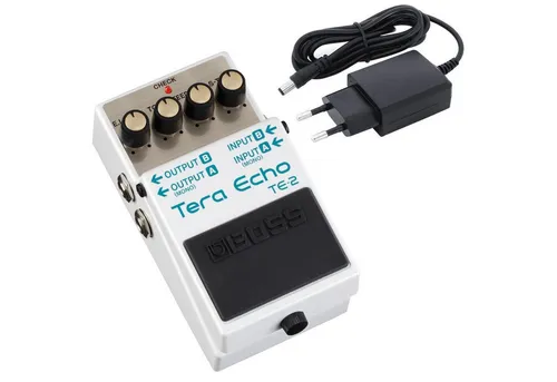 Boss by Roland E-Gitarre Boss TE-2 Tera Echo Delay Pedal Effektgerät mit Netzteil, Effektgerät, Bundle, Mit Netzteil