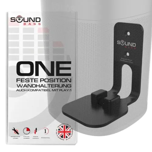 Sound bass ONE, ONE Gen 2, ONE SL & Play:1 Wandhalterung, schwarz, kompatibel mit Sonos ONE, ONE Gen 2, ONE SL & PLAY1 Lautsprecher