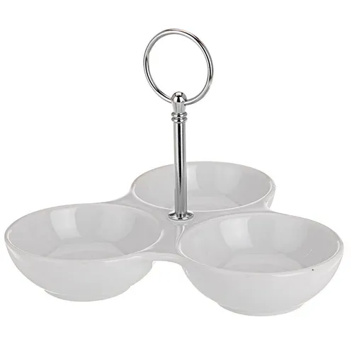 Snackschale 3 Fächer Tragegriff Knabberschale Deko Teller Servier Schale Platte