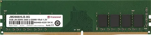 Transcend 8 GB DDR4 2666 U-DIMM - Arbeitsspeicher mit 8 GB Kapazität und 2666 MHz Geschwindigkeit, ideal für eine verbesserte Systemleistung und Stabilität.