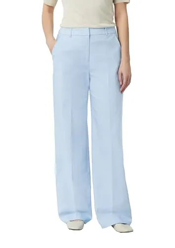 comma Cotton Satin Hose Wide Leg in blau von comma,
