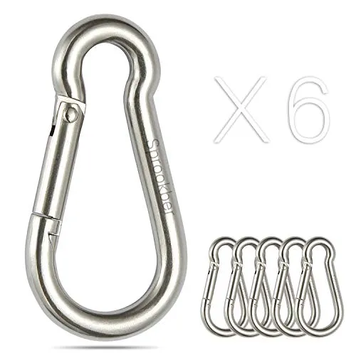 sprookber Karabiner schlüsselanhänger, karabinerhaken Edelstahl karabiner für Camping, Angeln, 6 Stück
