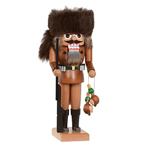 KWO Nussknacker Entenjäger - 26 cm Braun - Nussknacker aus 100% authentischer Erzgebirgischer Handarbeit, ein Premium Produkt Made in Germany, perfekt für Sammler und Liebhaber.