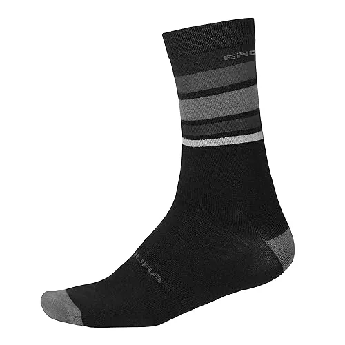 Endura BaaBaa Merino Stripe Fahrradsocken für Herren, Mattschwarz, S