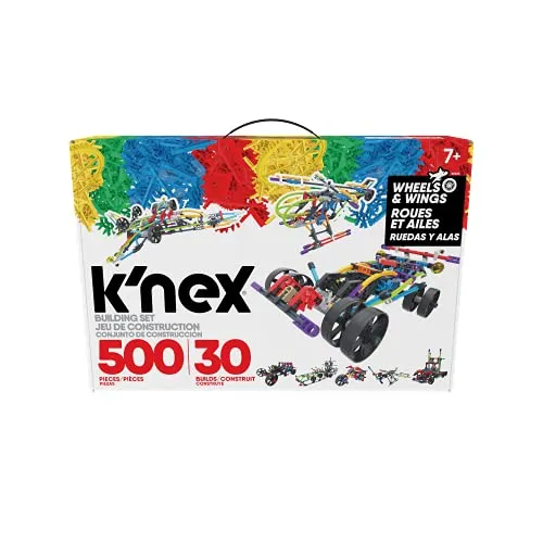K'NEX 80208 Flügel und Räder Baukasten, 3D-Lernspielzeug für Kinder, 500-teiliges Mint-Lernset, Technik für Kinder, Konstruktionsspielzeug mit 30 Modellen ab 7 Jahren