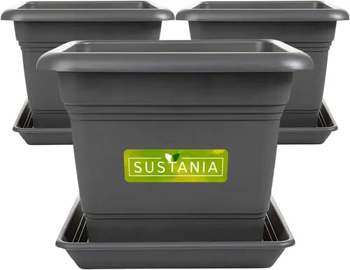 3er Set Blumenkasten 40x40 Anthrazit - Pflanzkasten für jeden Raum - Garten-Zubehör, elegantes 3er Set aus pflegeleichtem Kunststoff, ideal für Innen- und Außenbereiche, in stilvollem Anthrazit.