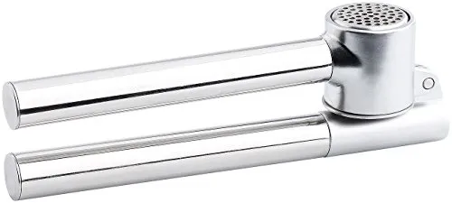 Rosenstein & Söhne Küchengeräte: Knoblauchpresse aus Edelstahl (Loch-Sieb Knoblauch-Presse, Presse für Koch, Hobbykoch, Schäler)