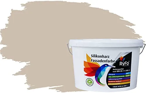 RyFo Colors Silikonharz Fassadenfarbe Lotuseffekt Sandbeige 10l - Hochwertige Silikonharz-Fassadenfarbe in trendigem Sandbeige für den Außenbereich. Extrem wetterbeständig und schmutzabweisend mit hoher Deckkraft. Ideal für langlebige und ansprechende Fassaden.
